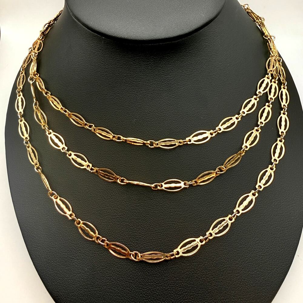 Vintage Signed Park Lane Fancy Linked Long chain Necklace Flapper Opera 52"